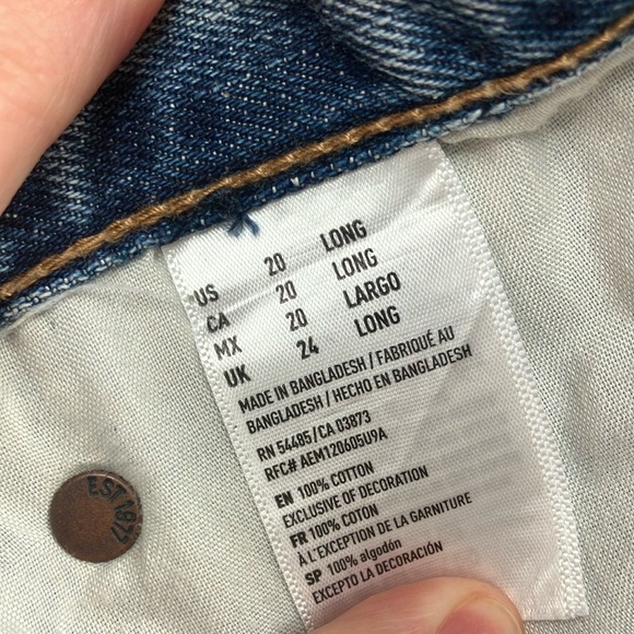 American Eagle Outfitters Relaxed distressed  Blue Jeans 20 Long - Picture 3 of 7